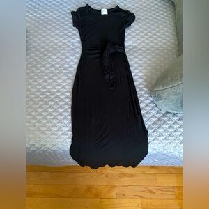 Black Maxi Tie Front Dress